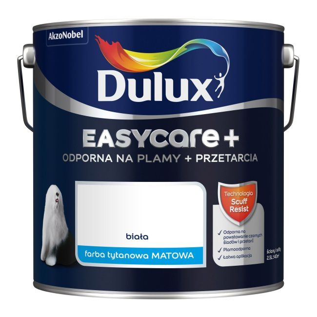 Farba Dulux EasyCare+ biała 2,5 l