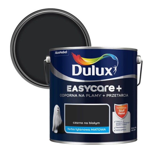 Farba Dulux EasyCare+ czarno na białym 2,5 l