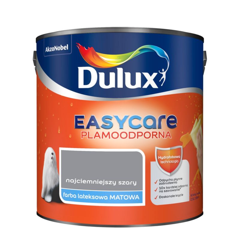 Farba Dulux EasyCare najciemniejszy szary 2,5 l
