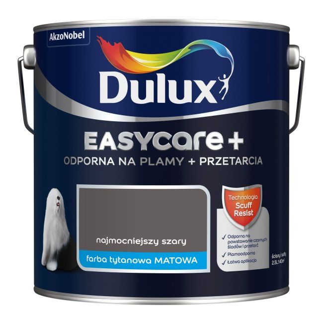 Farba Dulux EasyCare+ najmocniejszy szary 2,5 l