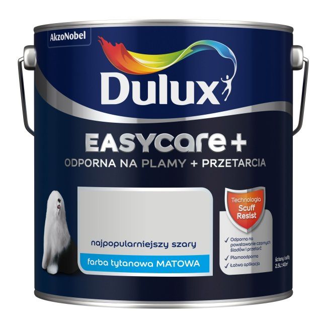 Farba Dulux EasyCare+ najpopularniejszy szary 2,5 l