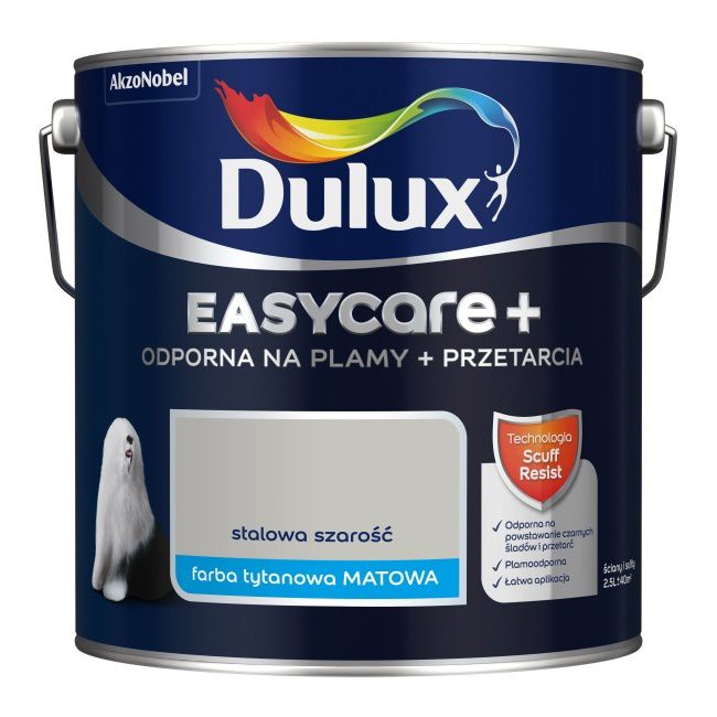 Farba Dulux EasyCare+ stalowa szarość 2,5 l