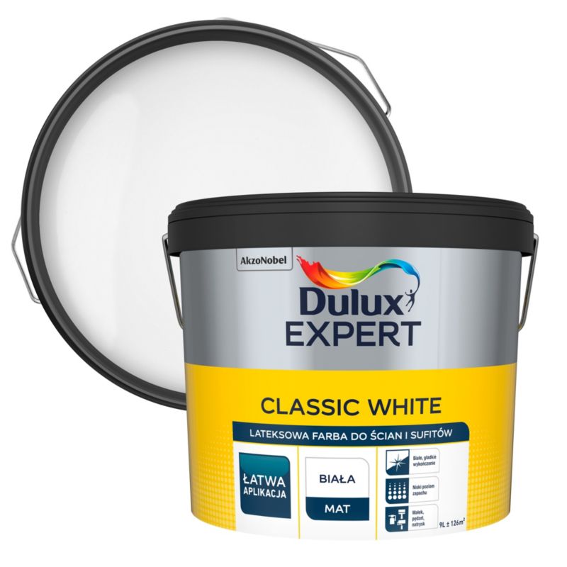 Farba Dulux Expert classic biała 9l_