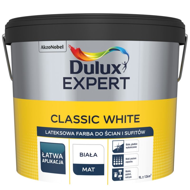 Farba Dulux Expert classic biała 9l_