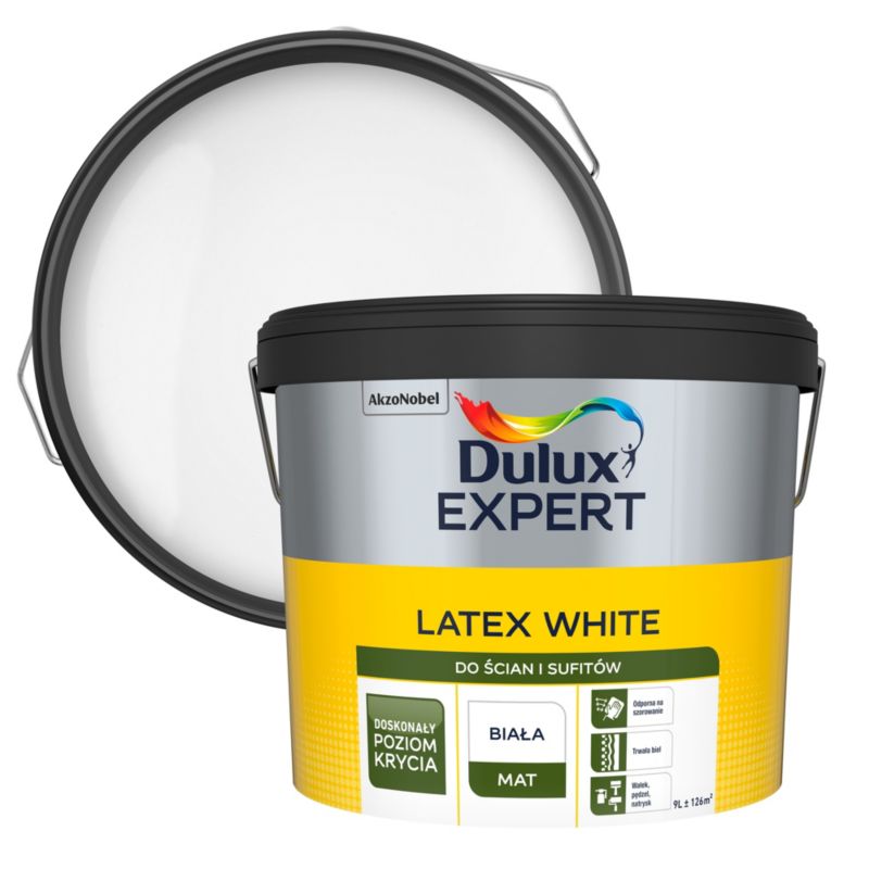 Farba Dulux Expert Latex biała 9l