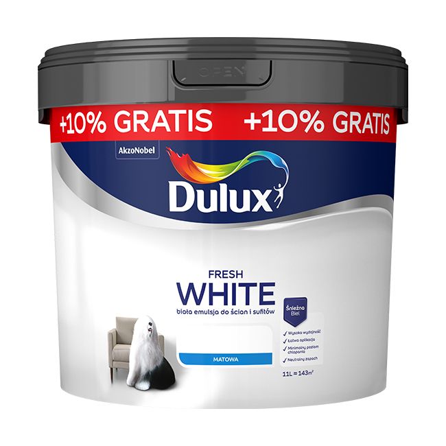 Farba Dulux Fresh White 10 l +10% gratis