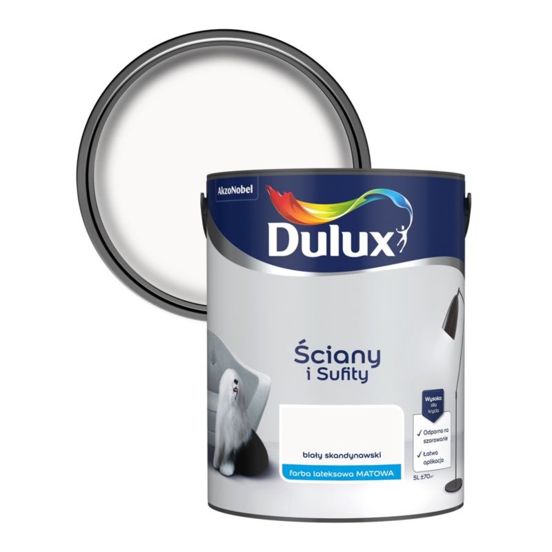 Farba Dulux Ściany i Sufity biały skandynawski 5 l