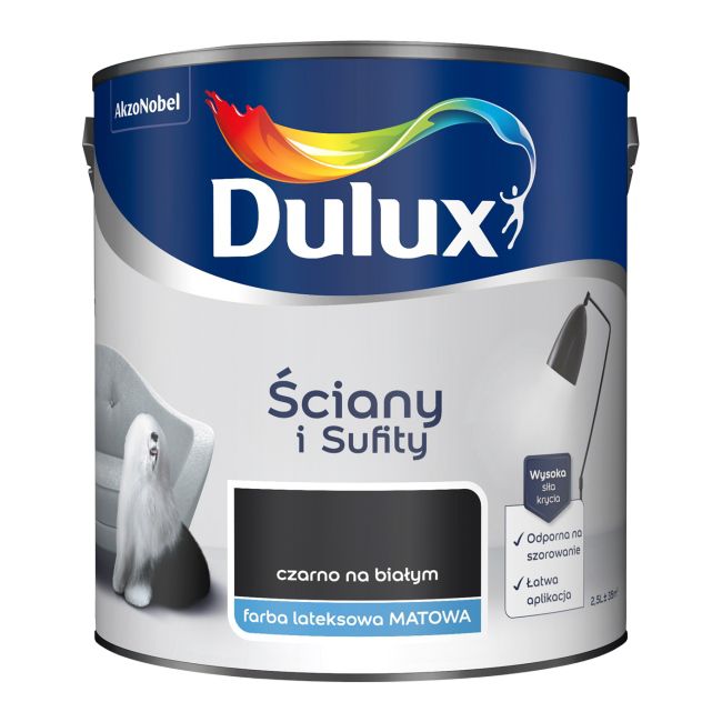 Farba Dulux Ściany i Sufity czarno na białym 2,5 l