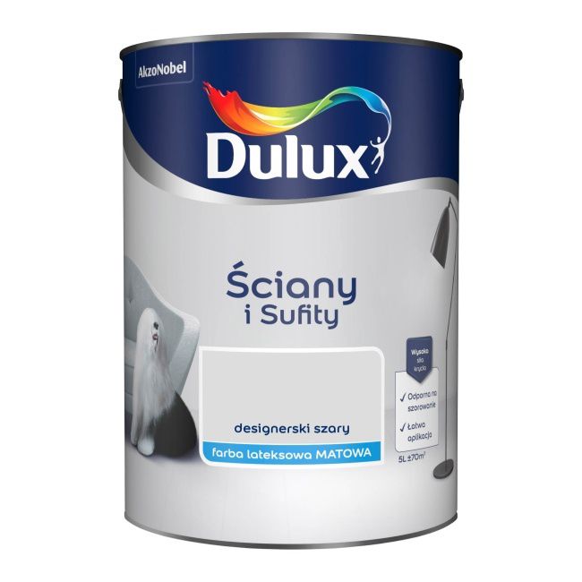 Farba Dulux Ściany i Sufity designerski szary 5 l