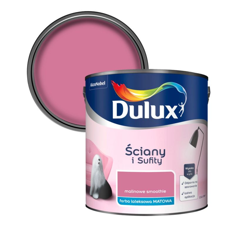 Farba Dulux Ściany i Sufity malinowe smoothie 2,5 l