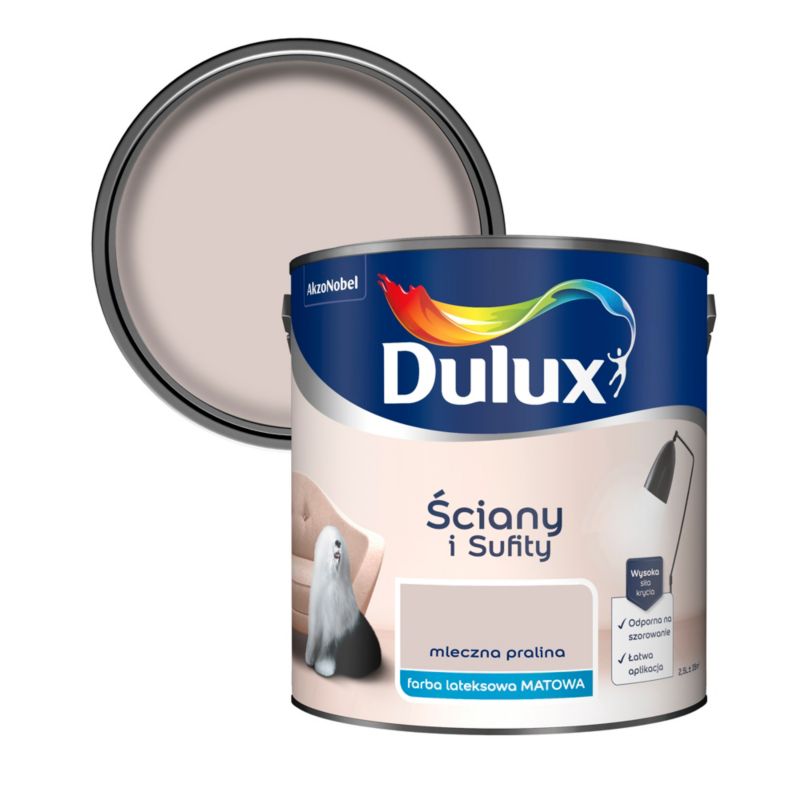Farba Dulux Ściany i Sufity mleczna pralina 2,5 l