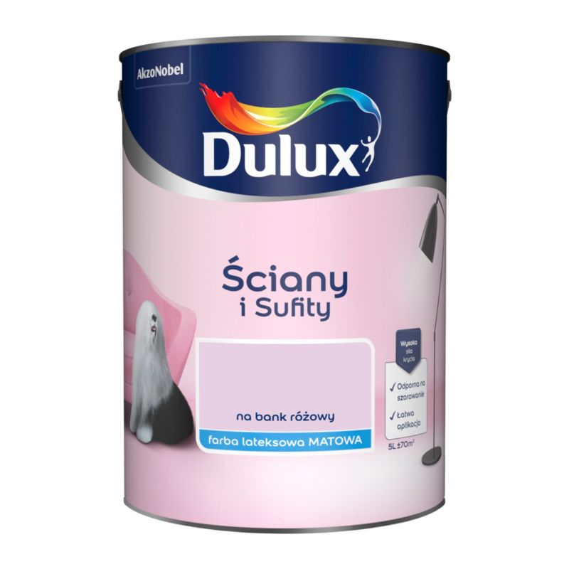 Farba Dulux Ściany i Sufity na bank różowy 5 l