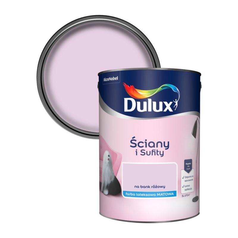 Farba Dulux Ściany i Sufity na bank różowy 5 l