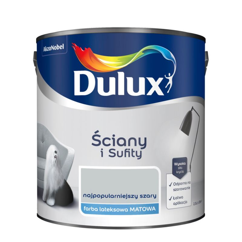 Farba Dulux Ściany i Sufity najpopularniejszy szary 2,5 l