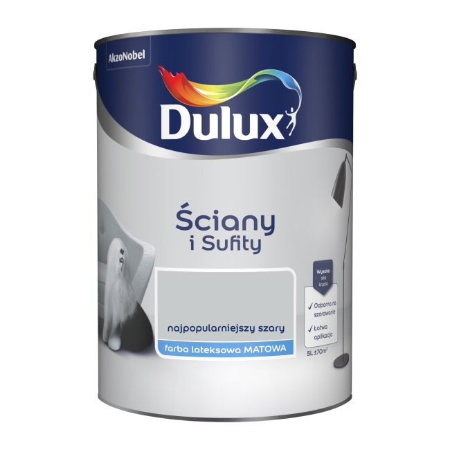 Farba Dulux Ściany i Sufity najpopularniejszy szary 5 l