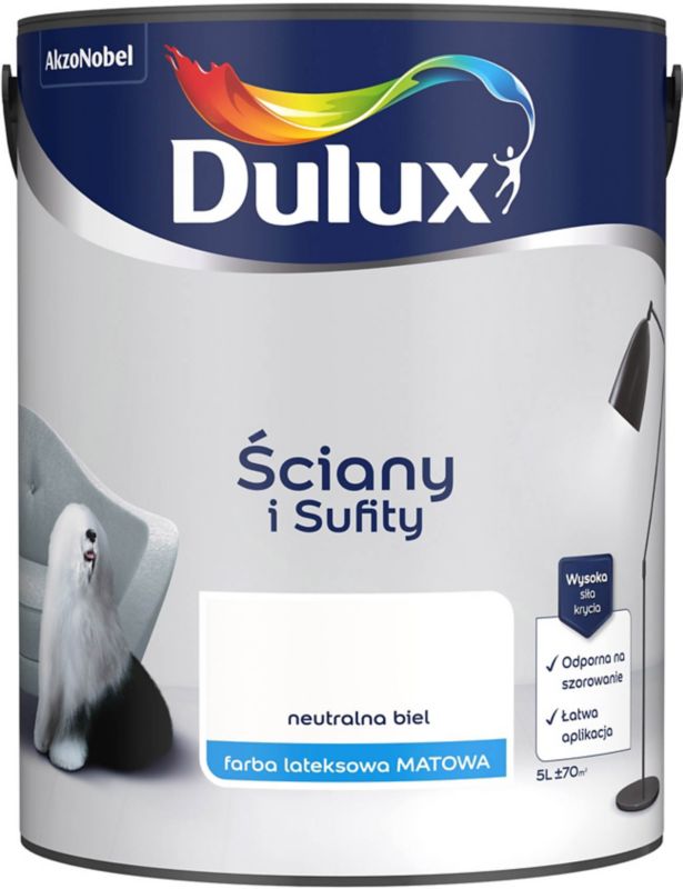 Farba Dulux Ściany i Sufity neutralna biel 5 l