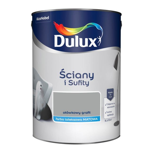 Farba Dulux Ściany i Sufity ołówkowy grafit 5 l