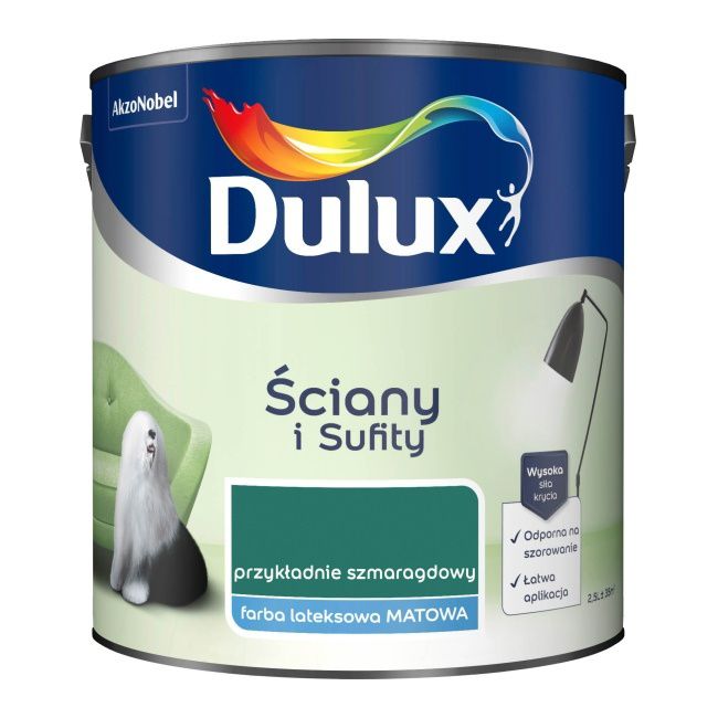 Farba Dulux Ściany i Sufity przykładnie szmaragdowy 2,5 l