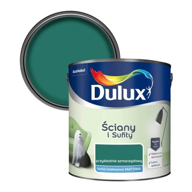 Farba Dulux Ściany i Sufity przykładnie szmaragdowy 2,5 l