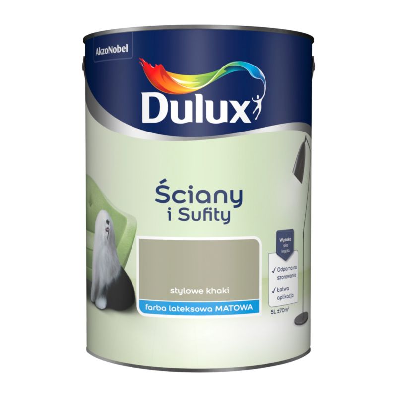 Farba Dulux Ściany i Sufity stylowe khaki 5 l Majsterkowanie w Castoramie