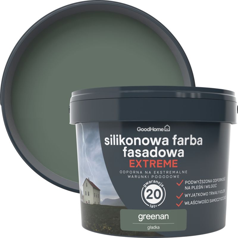 Farba elewacyjna GoodHome silikonowa greenan 10 l