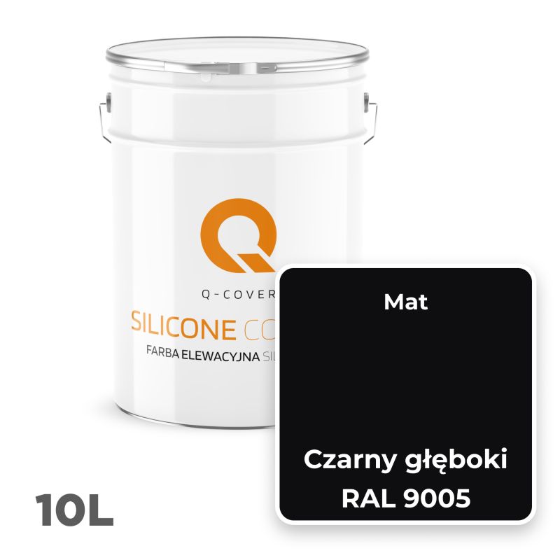 Farba Elewacyjna Silikonowa Fasadowa Q-Cover Czarny głęboki RAL9005 10L