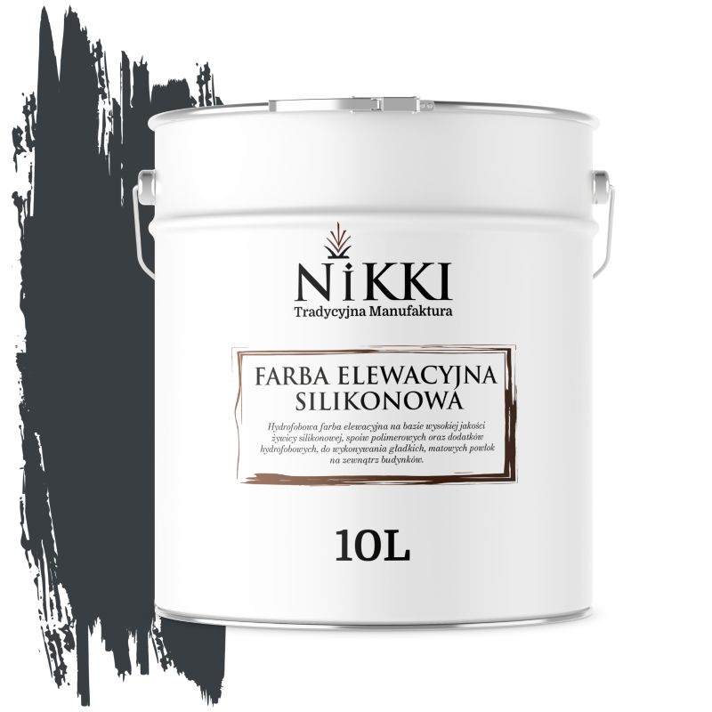 Farba Elewacyjna Zewnętrzna Silikonowa Odporna na Zielenienie NIKKI Antracyt 7016 10L