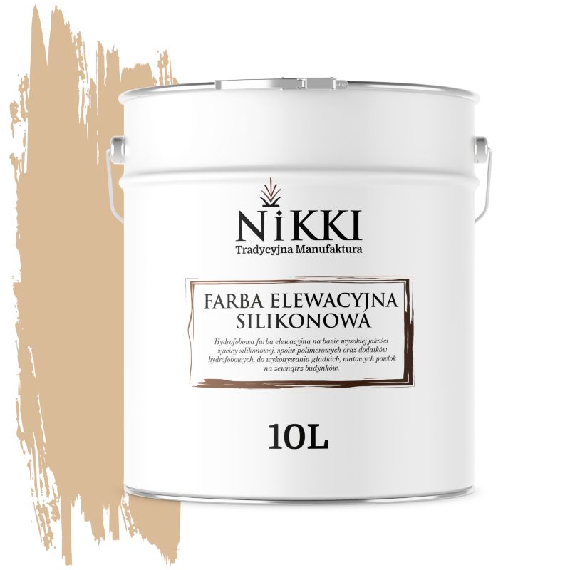 Farba Elewacyjna Zewnętrzna Silikonowa Odporna na Zielenienie NIKKI Beżowy F445 10L
