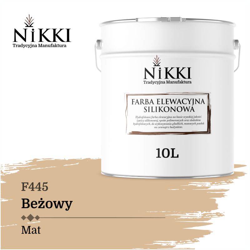 Farba Elewacyjna Zewnętrzna Silikonowa Odporna na Zielenienie NIKKI Beżowy F445 10L