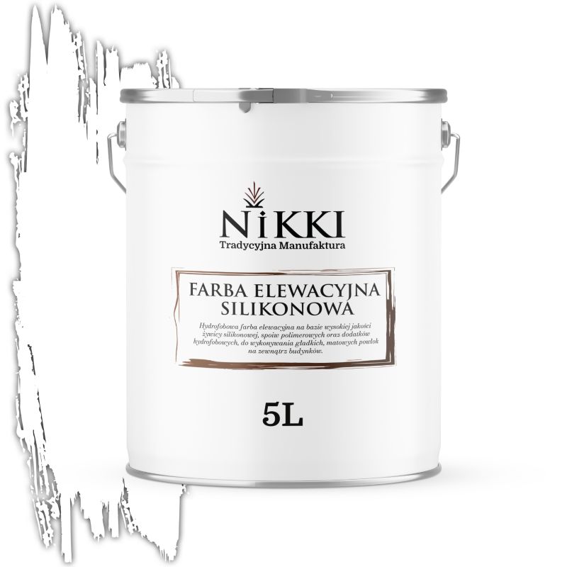 Farba Elewacyjna Zewnętrzna Silikonowa Odporna na Zielenienie NIKKI Biały śnieżny F103 5L