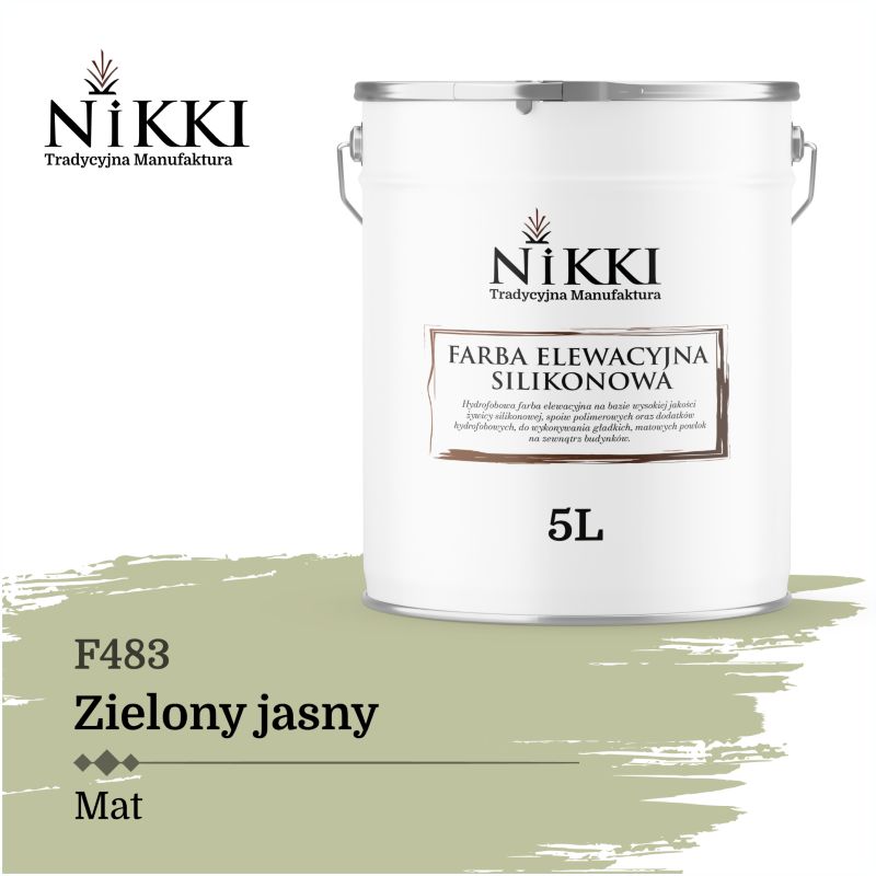 Farba Elewacyjna Zewnętrzna Silikonowa Odporna na Zielenienie NIKKI Zielony jasny F483 5L