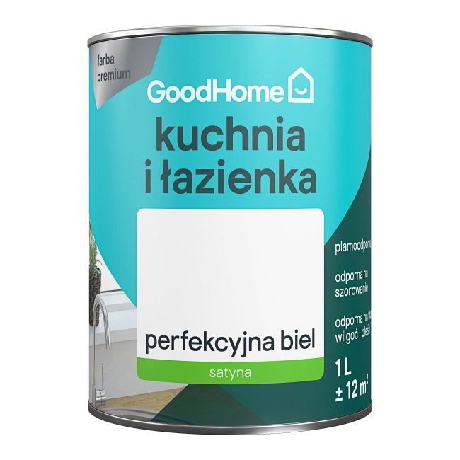Farba GoodHome Kuchnia i Łazienka biała satynowa 1 l