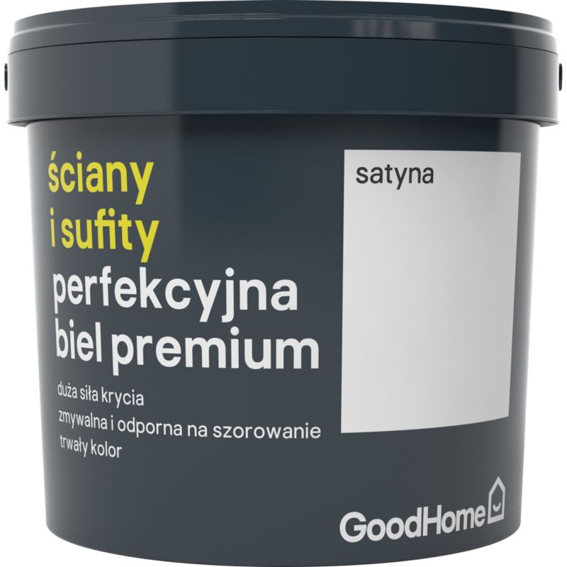 Farba GoodHome Premium biała satynowa 5 l
