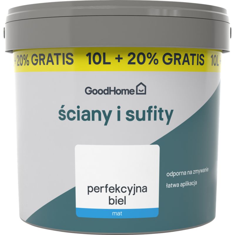 Farba GoodHome Ściany i Sufit biały mat 12 l