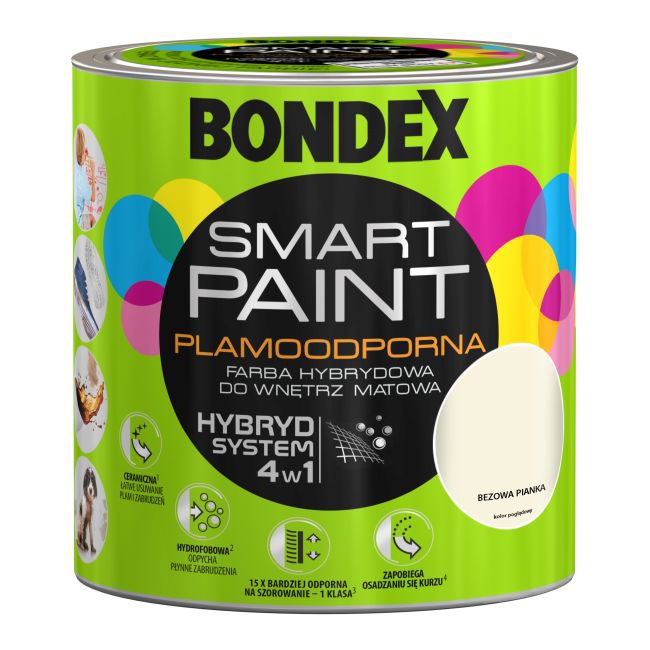 Farba hybrydowa Bondex Smart Paint beżowa pianka 2,5 l