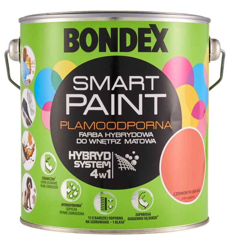 Farba hybrydowa Bondex Smart Paint czerwony w sam raz 2,5 l