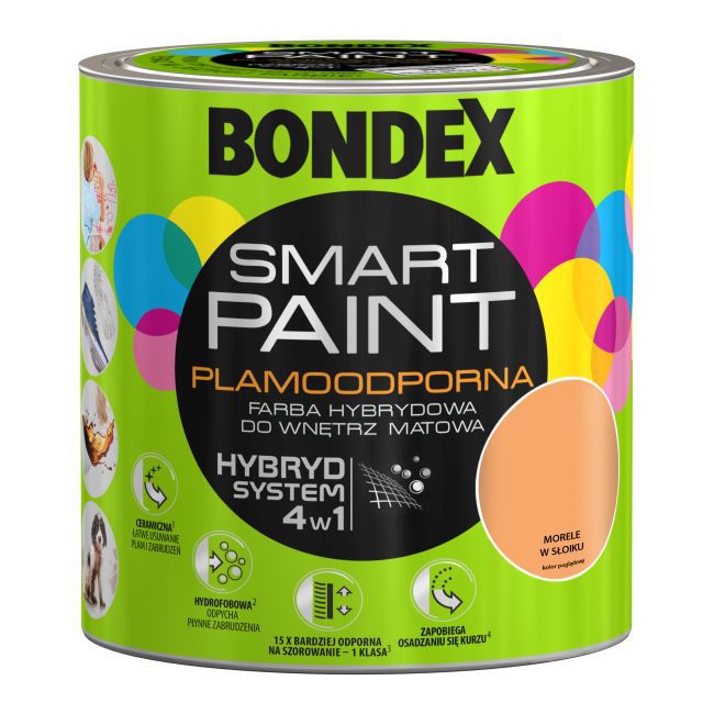 Farba hybrydowa Bondex Smart Paint morele w słoiku 2,5 l