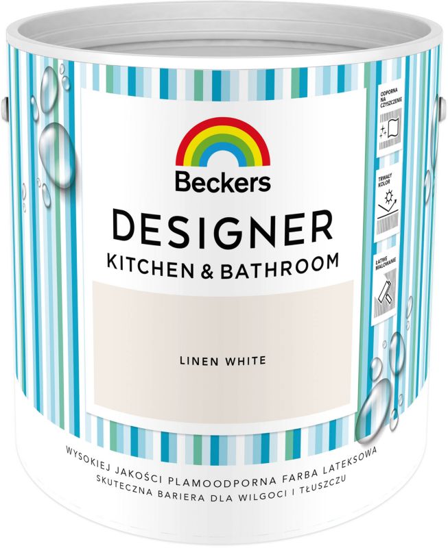 Farba kolorowa Beckers Designer Kitchen&Bathroom Linen white 2,5 l