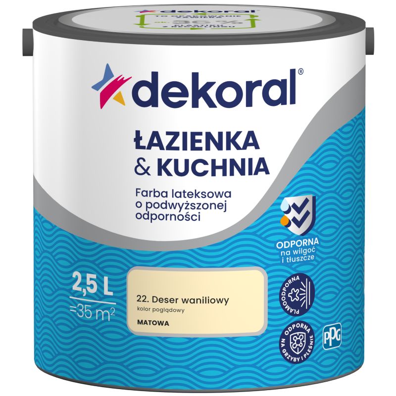 Farba kolorowa Dekoral Łazienka & Kuchnia deser waniliowy 2,5 l