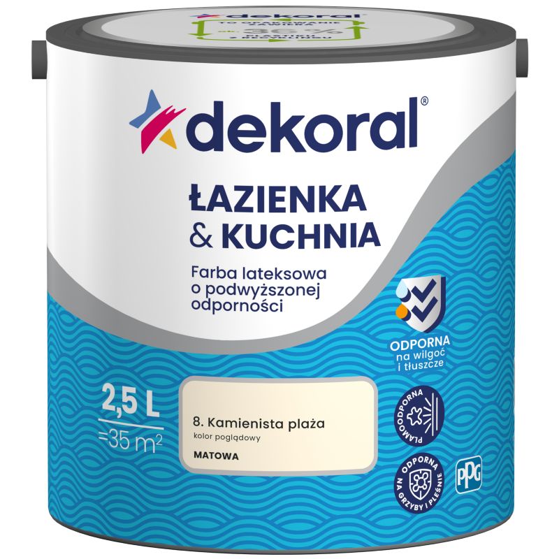 Farba kolorowa Dekoral Łazienka & Kuchnia kamienista plaża 2,5 l