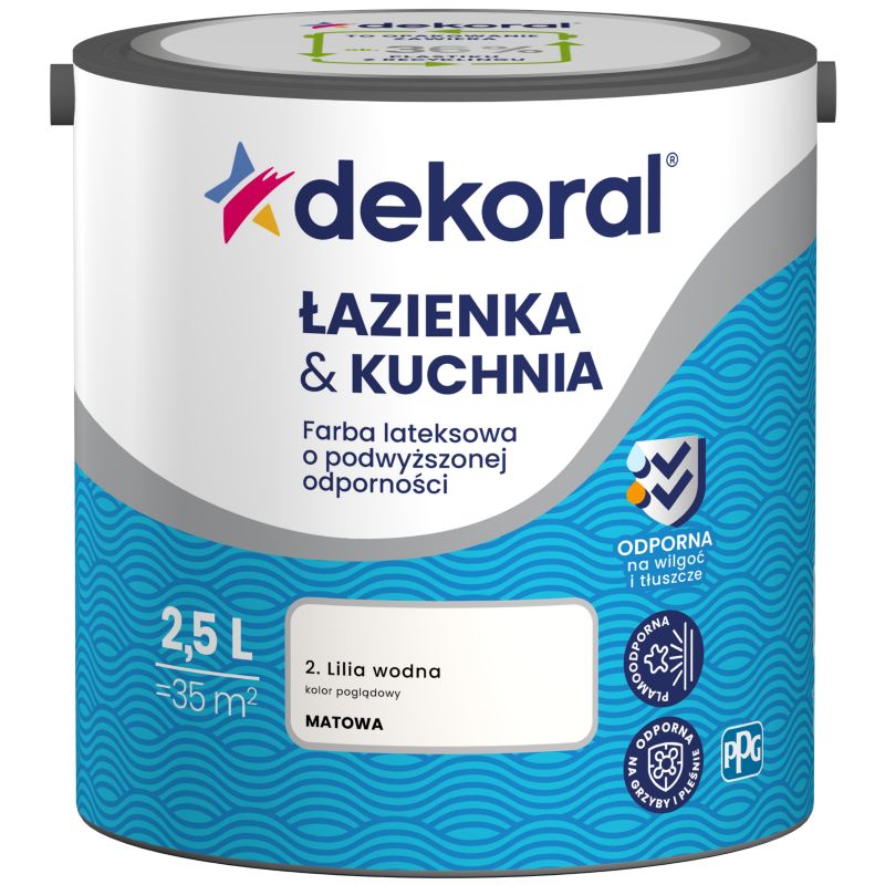 Farba kolorowa Dekoral Łazienka & Kuchnia lilia wodna 2,5 l