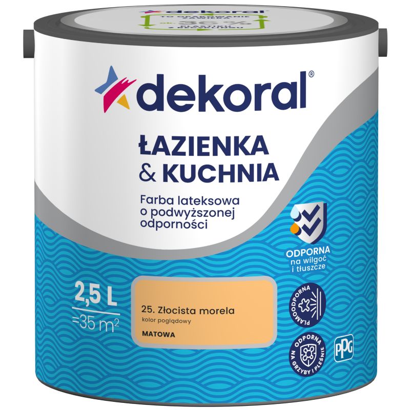 Farba kolorowa Dekoral Łazienka & Kuchnia złocista morela 2,5 l