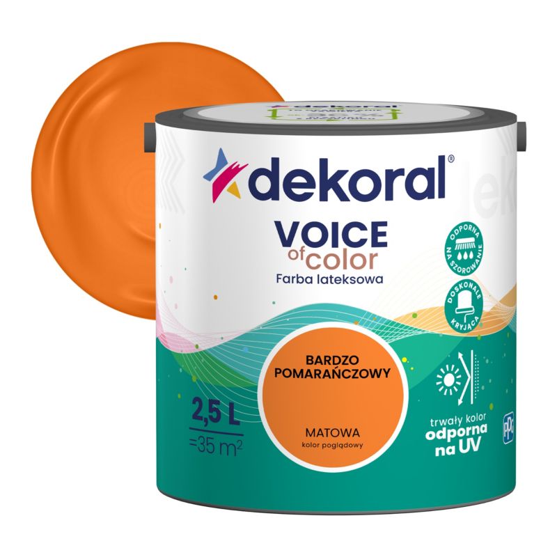 Farba kolorowa Dekoral Voice of Color bardzo pomarańczowa 2,5 l
