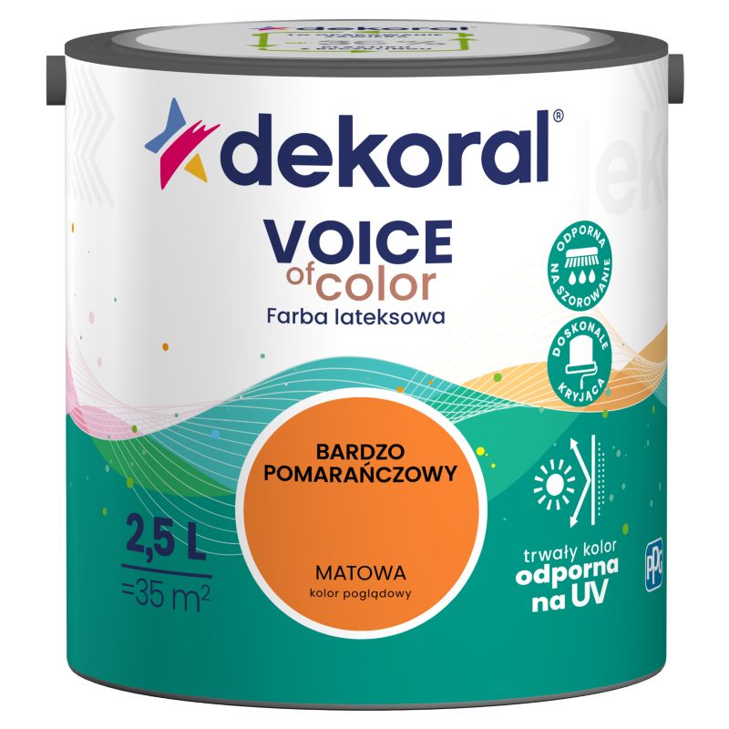 Farba kolorowa Dekoral Voice of Color bardzo pomarańczowa 2,5 l