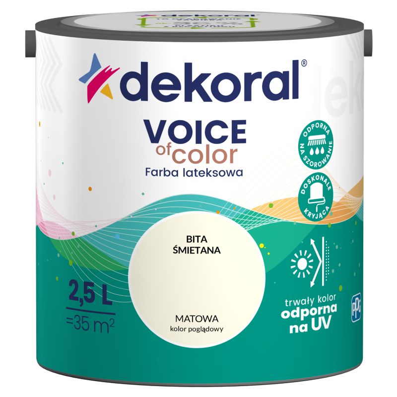 Farba kolorowa Dekoral Voice of Color bita śmietana 2,5 l