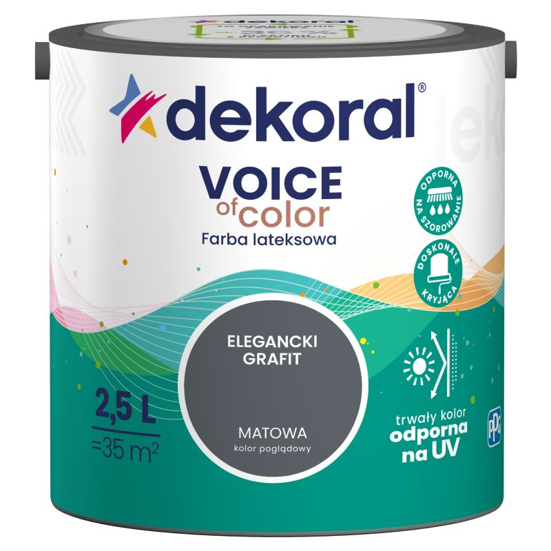 Farba kolorowa Dekoral Voice of Color elegancki grafit 2,5 l