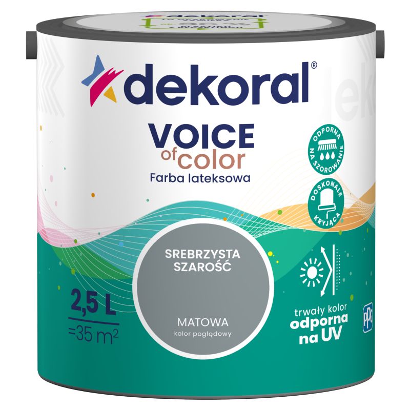 Farba kolorowa Dekoral Voice of Color srebrzysta szarość 2,5 l