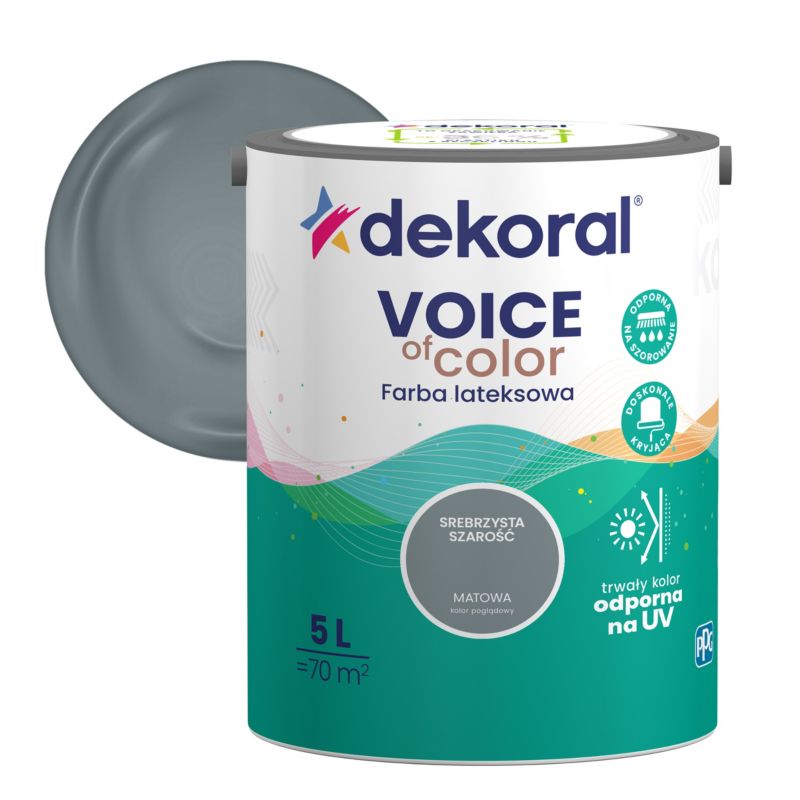 Farba kolorowa Dekoral Voice of Color srebrzysta szarość 5 l