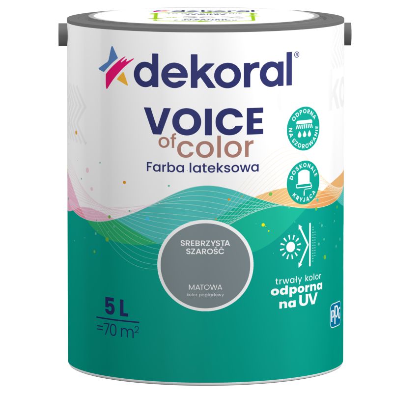 Farba kolorowa Dekoral Voice of Color srebrzysta szarość 5 l