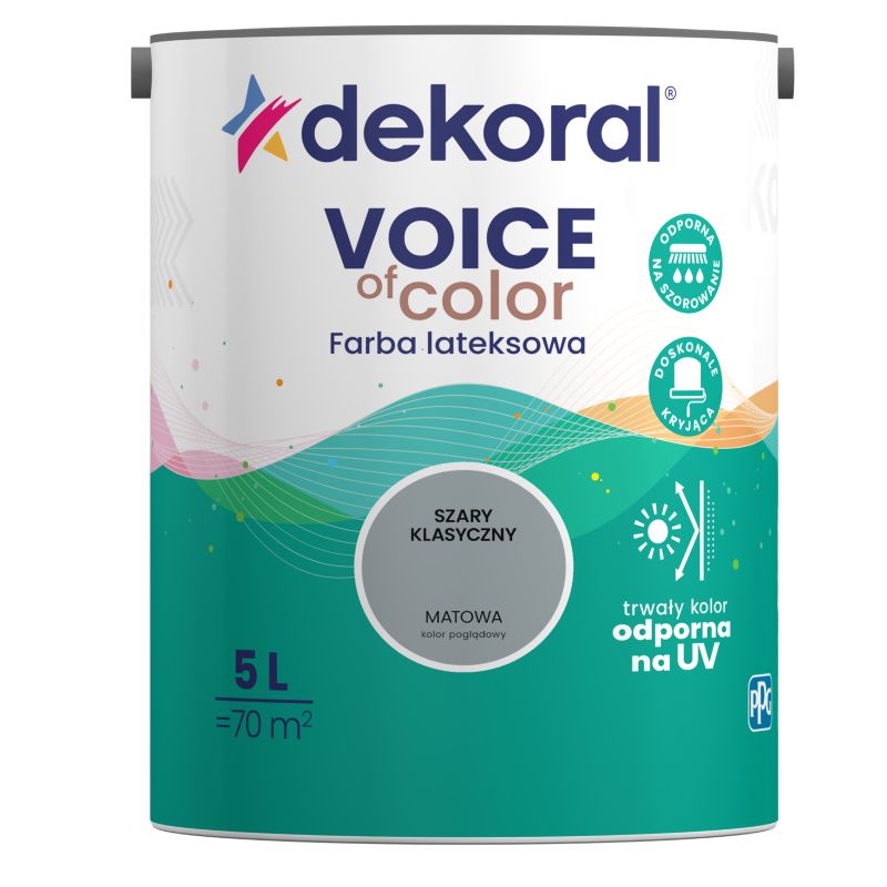 Farba kolorowa Dekoral Voice of Color szary klasyczny 5 l